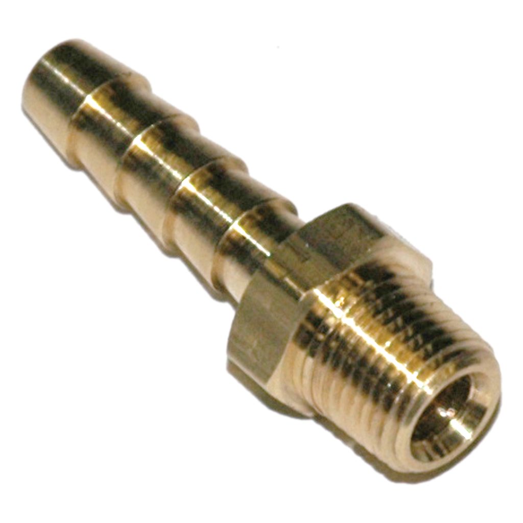 Hose Barb, 1/4" Inside Diameter Hose, 1/8" Male NPT, Straight, Brass