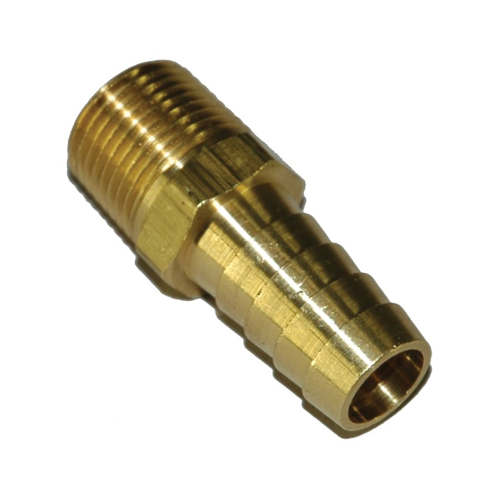 Hose Barb, 1/2" Inside Diameter Hose, 3/8" Male NPT, Straight, Brass