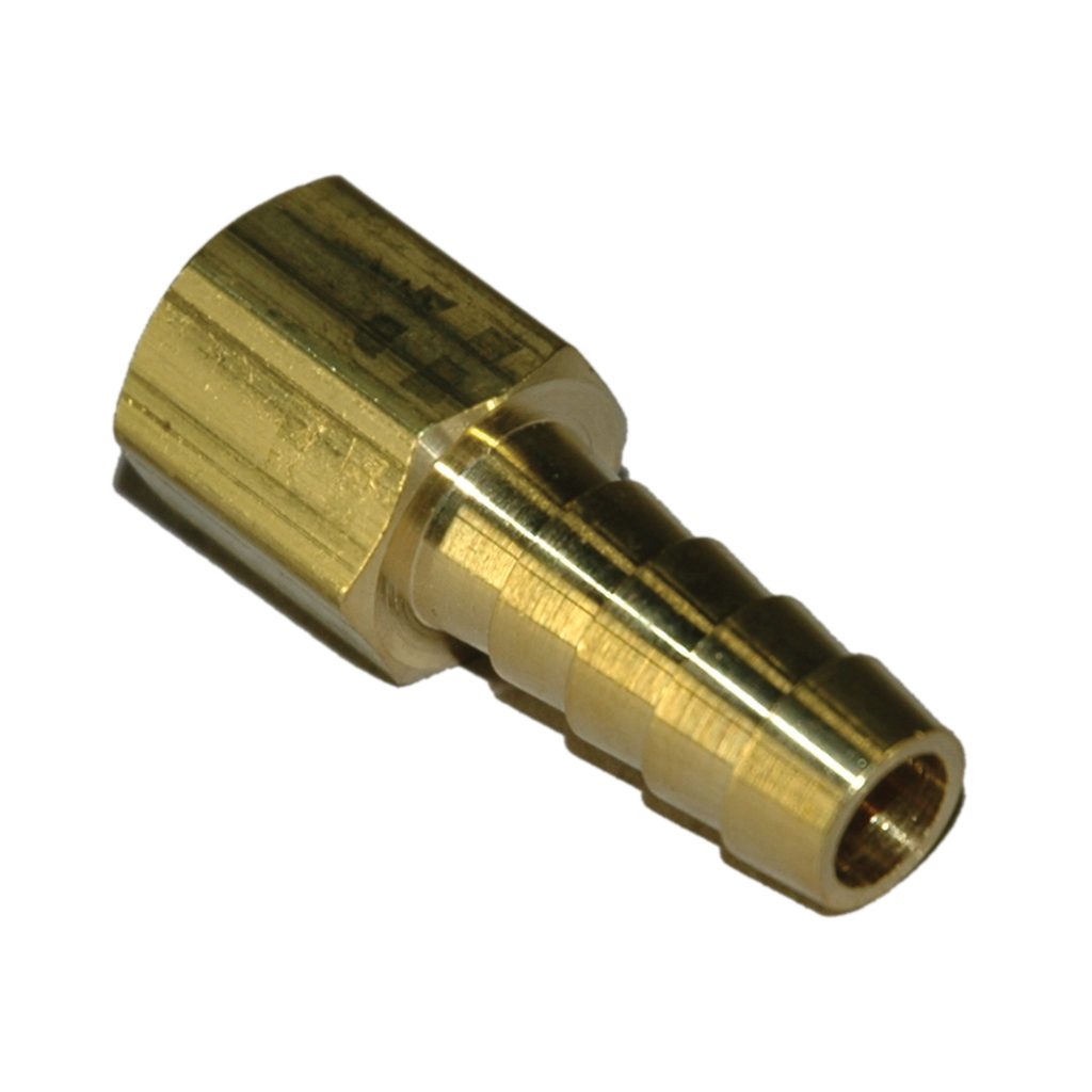 Hose Barb, 3/8" Inside Diameter Hose, 1/4" Female NPT, Straight, Brass