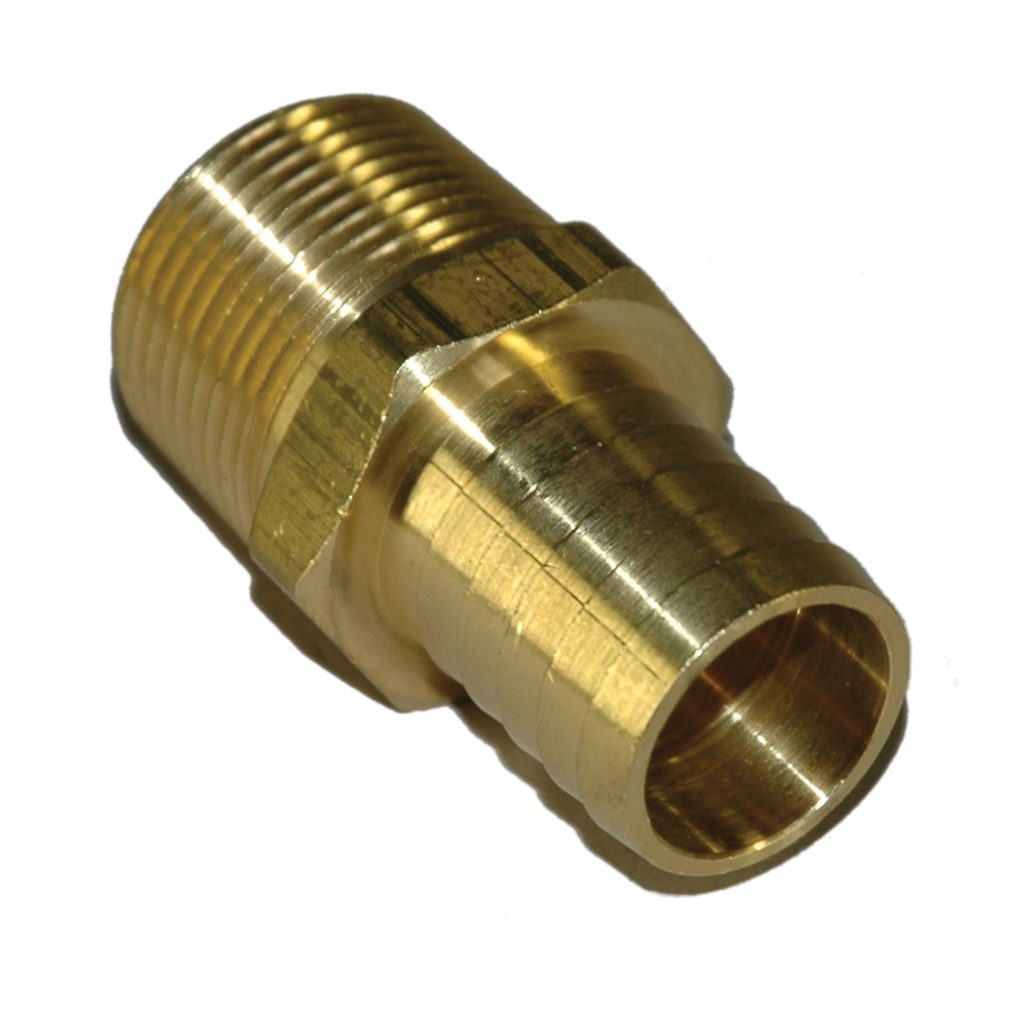 Hose Barb, 1" Inside Diameter Hose, 1" Male NPT, Straight, Brass