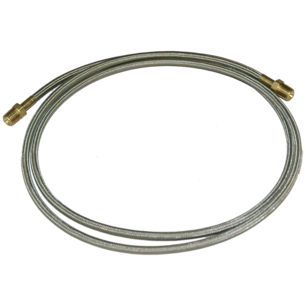 Hose, High Heat Resistant, PTFE, 6' Long, Swaged 1/4" Male NPT Fittings on Both Ends