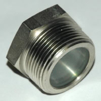 Sight Glass/Drain Fitting, 1-1/4" NPT Thread 1-3/4" Hex.