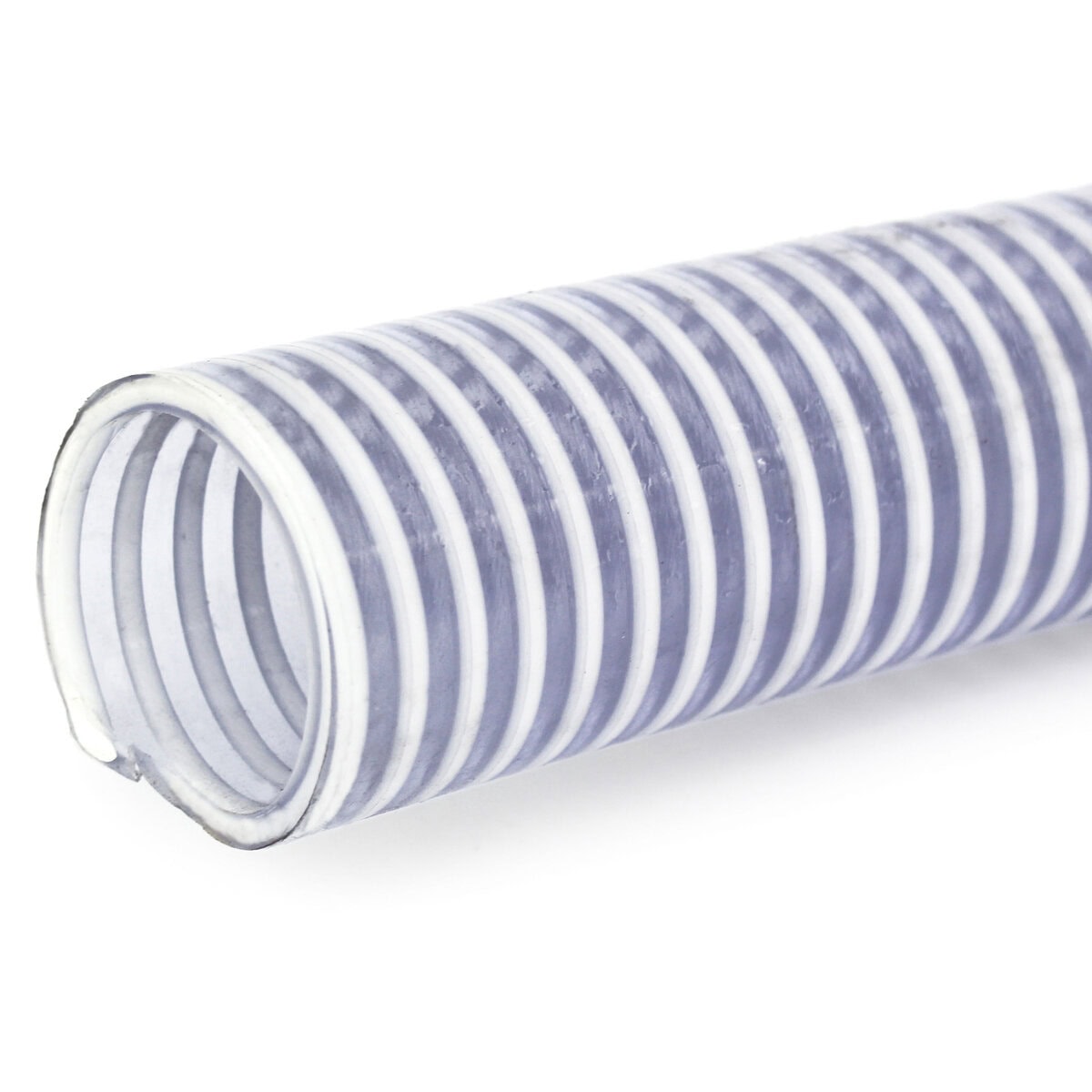 Loader Hose, 2-1/2" ID, Smooth Cover, Clear Wall, White Helix Reinforced PVC & Seamless Smooth Bore - Image 1