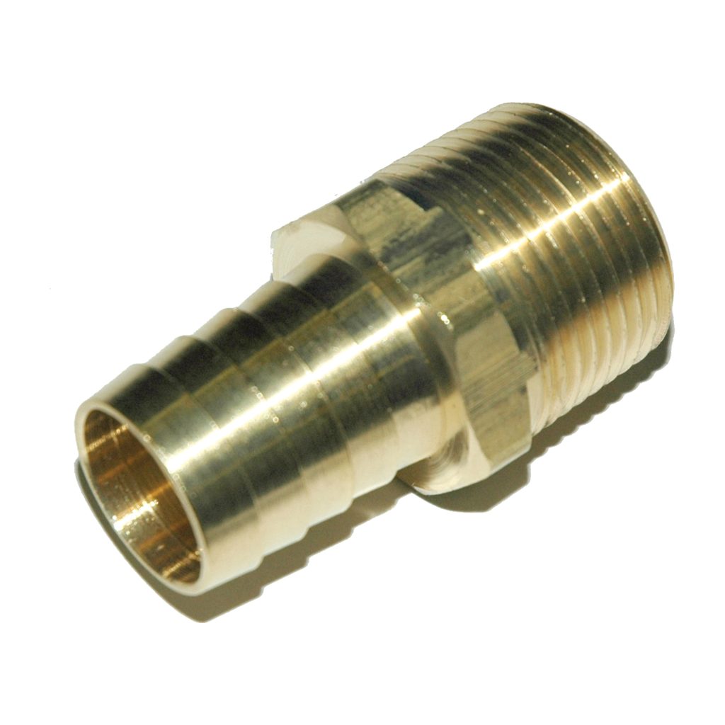 Hose Barb, 3/4" Inside Diameter Hose, 3/4" Male NPT, Straight, Brass.