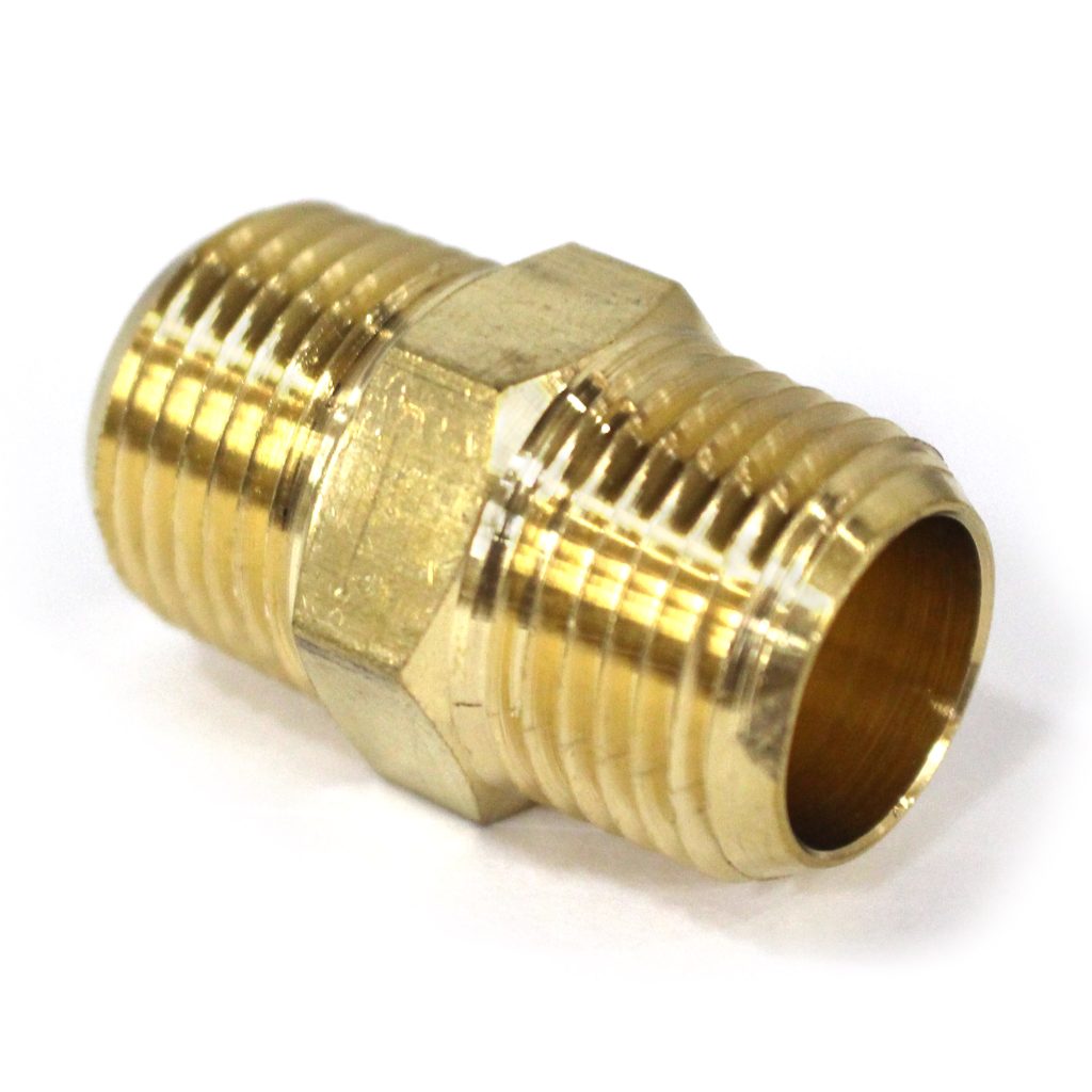 Hex Nipple, Brass Mold Fitting 1/2" NPT Male x 1/2" NPT Male
