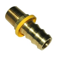 Hose Barb, 3/4" Inside Diameter Push-On, 1/2" Male NPT, Brass.