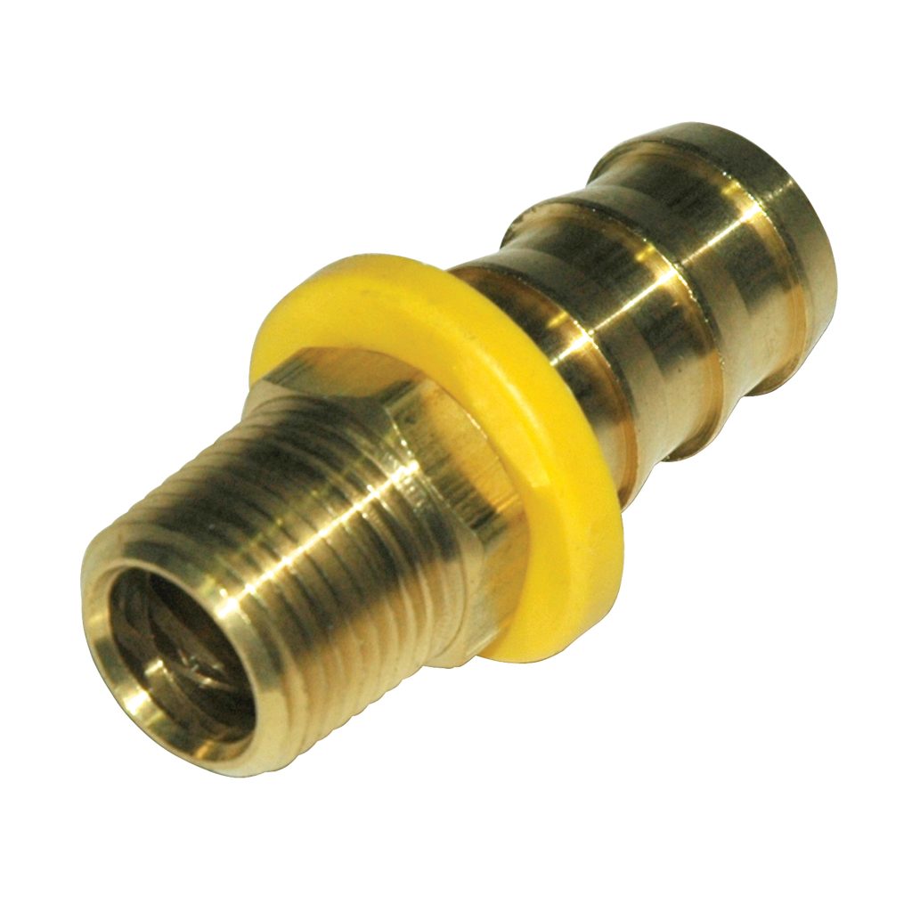 Hose Barb, 3/4" Inside Diameter Push-On, 1/2" Male NPT, Brass.