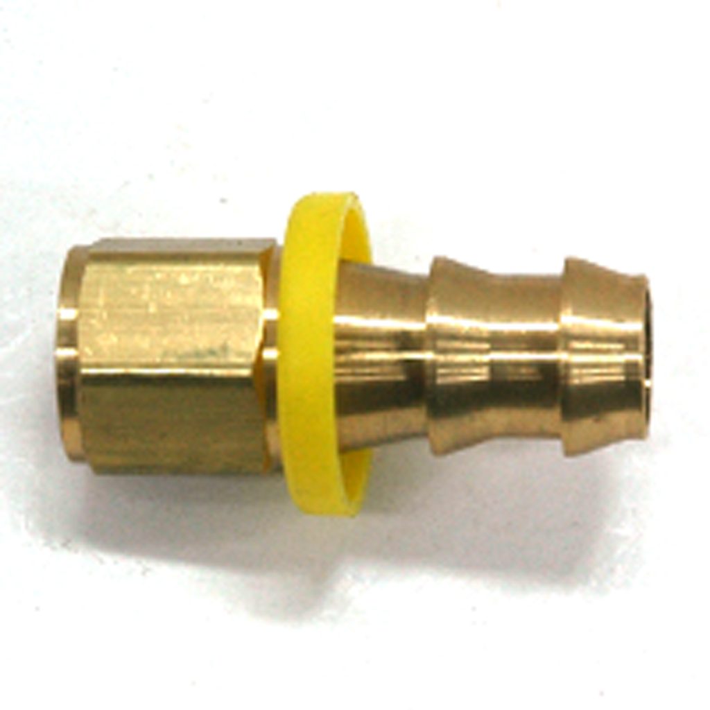 Hose Barb, 1/2" Inside Diameter Push-On, 1/4" Female NPT, Brass.