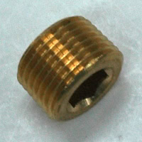 Plug, Hex Socket, 3/8" NPT, Brass
