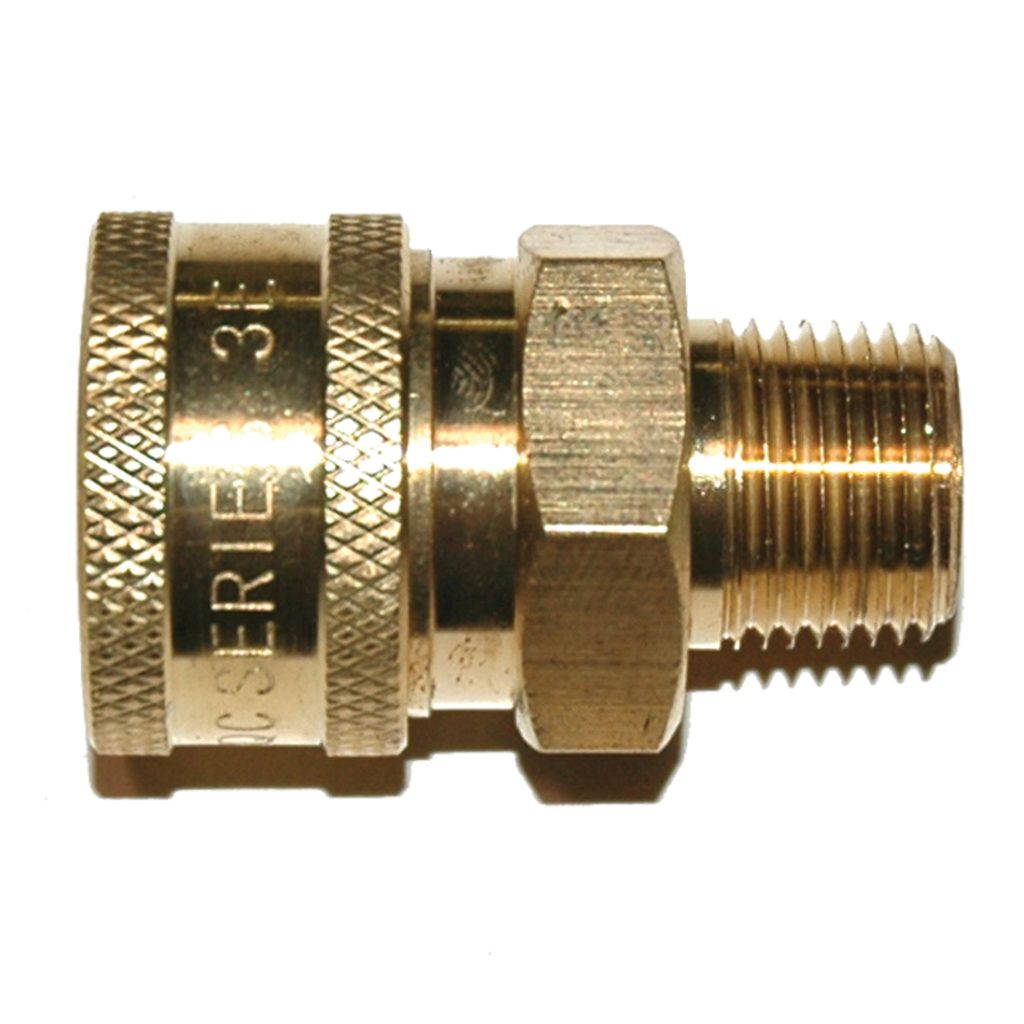 Coupler, ST Series, 3/8" Body, 3/8"-18 NPT Male NPT, Brass