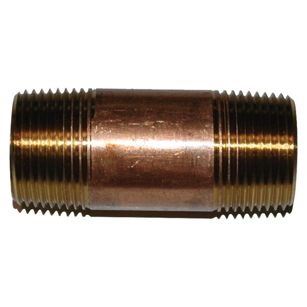 Pipe Nipple, 1" NPT, 3" Length, Brass