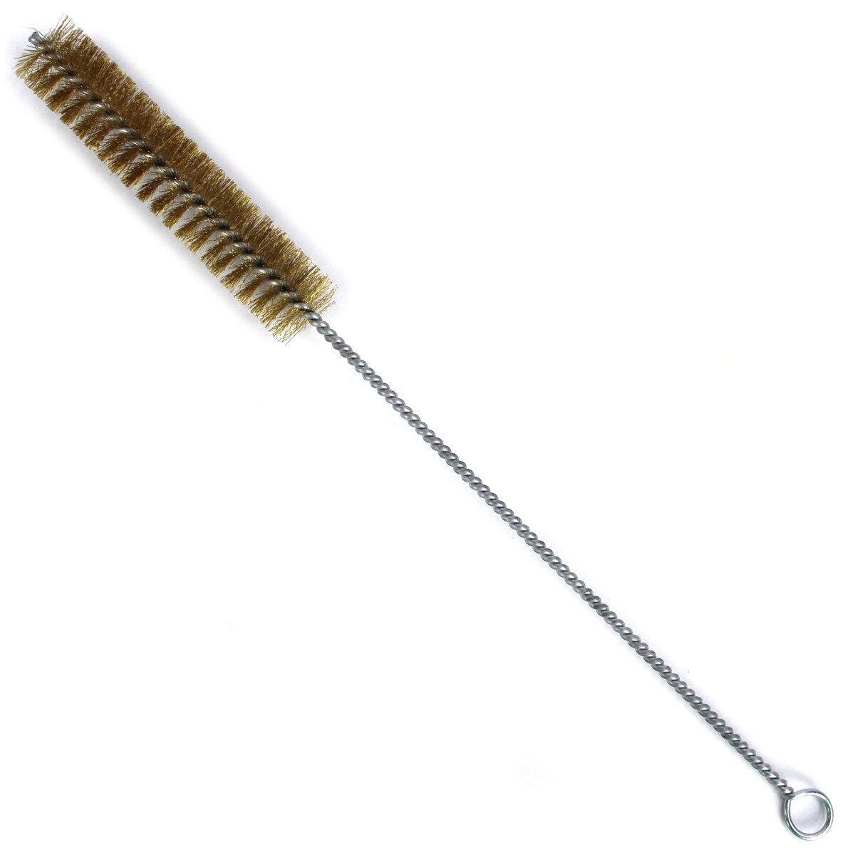 Brass Bristle Tube Brush, 13/16" Brush Diameter, 4" Brush Length, 11-3/4" Overall Length - Image 1
