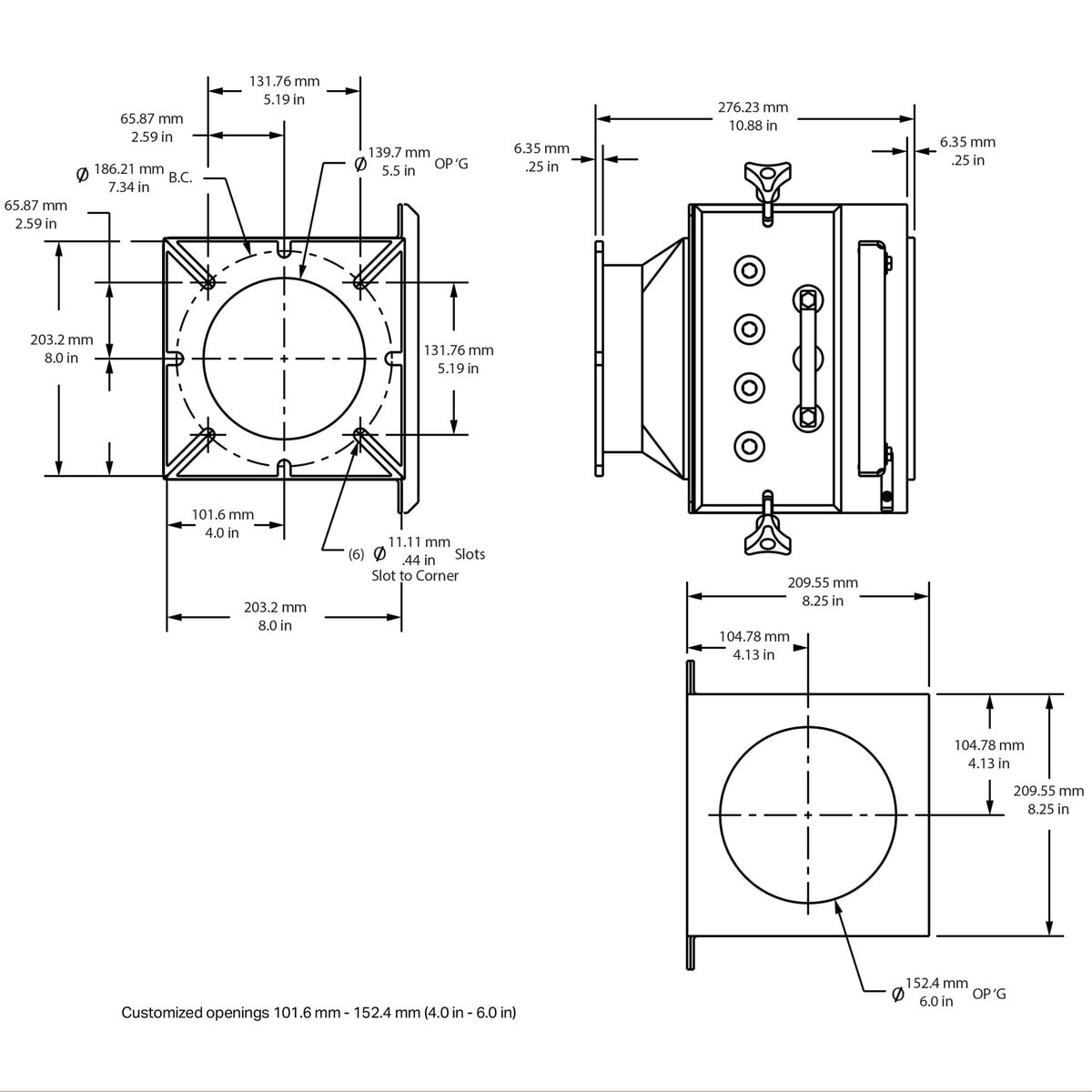 Drawer Magnet, 8" x 8", with Undrilled Blank Steel Top Flange and Universal Slotted Bottom Flange - Image 4