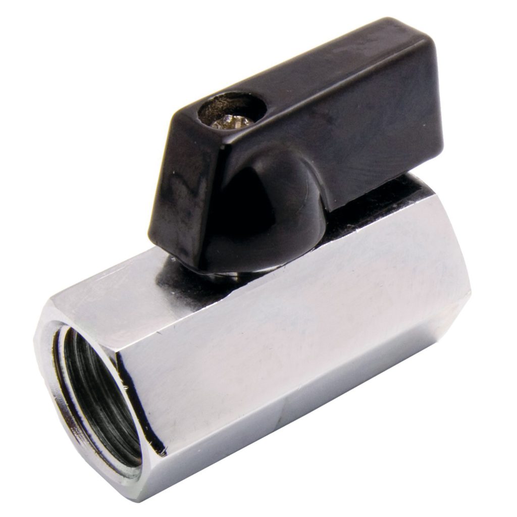 Ball Valve, Miniature, Female x Female, 1/2" NPT, Chrome Plated Brass Body