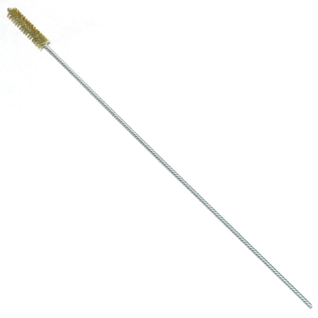 Brass Bristle, Power Driven (Double Spiral) Tube Brush, 3/8" Brush Diameter, 12" Length