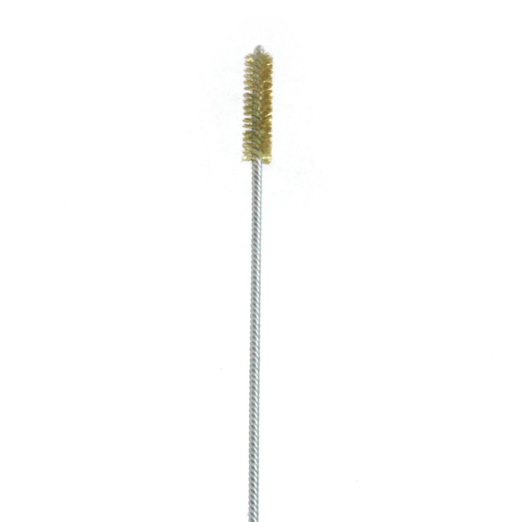 Brass Bristle, Power Driven (Double Spiral) Tube Brush, 3/8" Brush Diameter, 12" Length