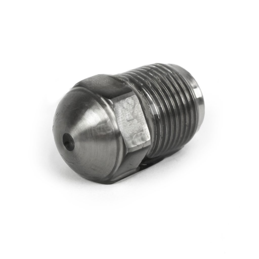 Nozzle Tip, Nylon, 1-1/2" OAL, 7/8"-14 Thread, 1/2" Rear Opening, 1/2" Radius, 1/8" Orifice