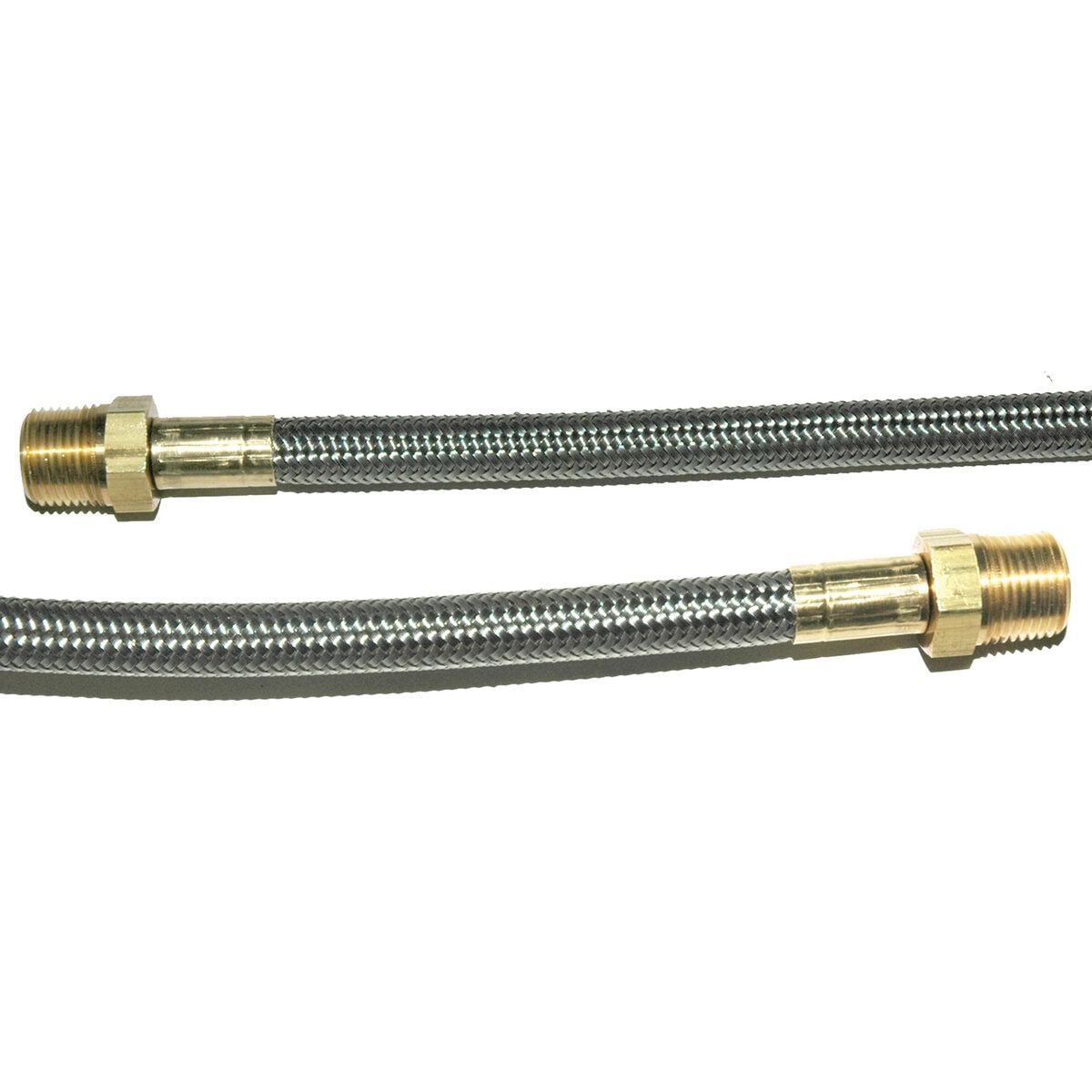 Hose, High Heat Resistant, PTFE, 10' Long, Swaged 3/8" Male NPT Fittings on Both Ends - Image 1