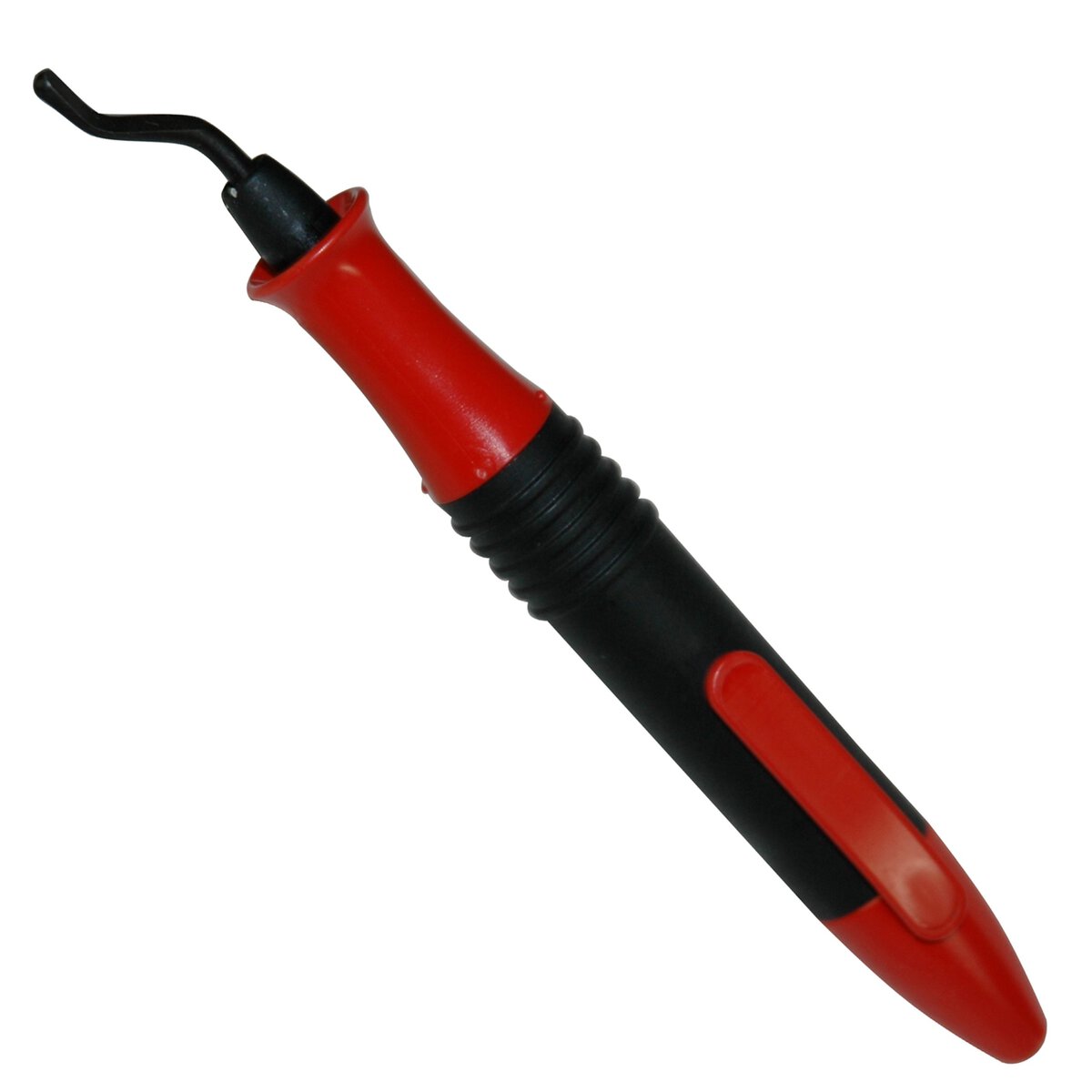 Deburring Tool, Rout-A-Burr, ABS Holder with Pocket Clip, Includes Red Holder and E100 Blade - Image 1