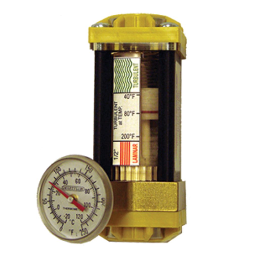 Dr. Eddy Flowmeter with FCI Technology, 3/8" NPT, Brass End Caps, with Thermometer