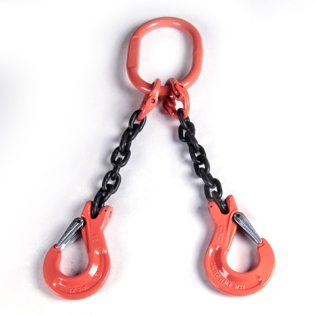 Chain Sling, Alloy, Type DOS, Double Leg, 3/8" Chain x 48" Reach, Sling Hooks with Safety Latches - Image 1