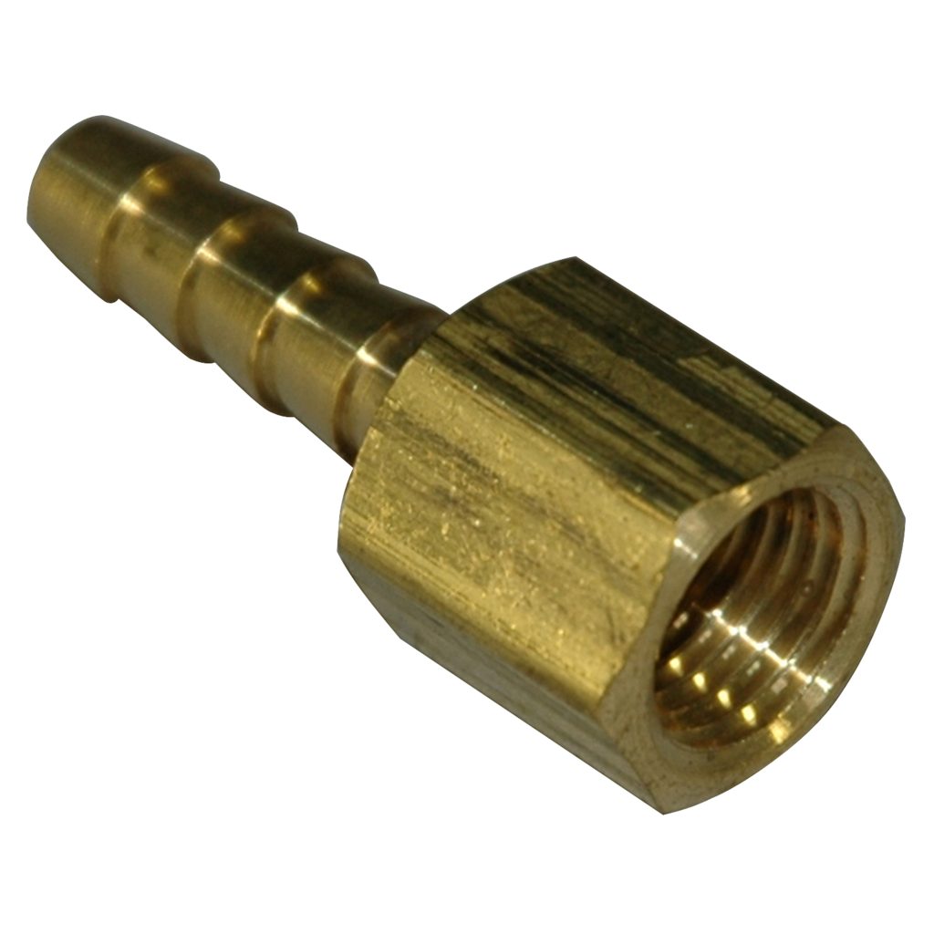 Hose Barb, 1/4" Inside Diameter Hose, 1/4" Female NPT, Straight, Brass