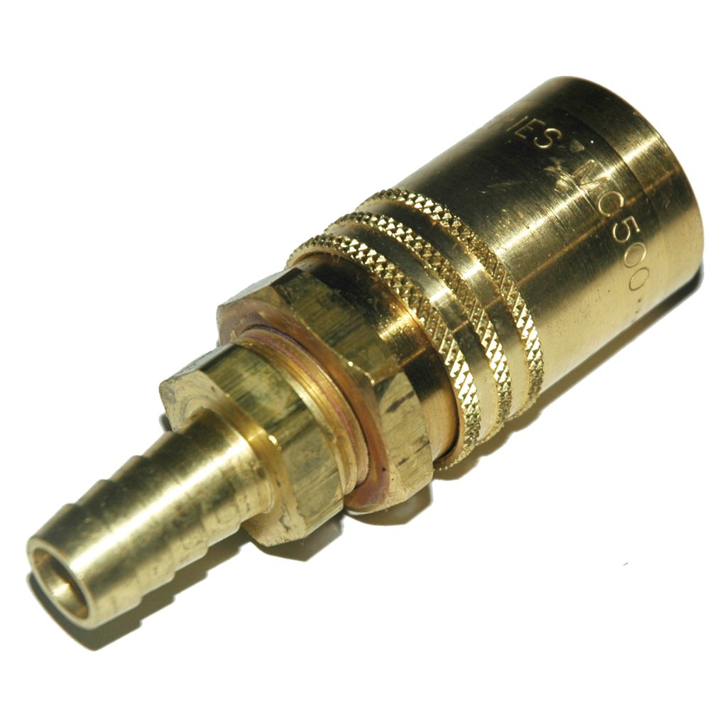 Coupler, 1/2" Passage, 1/2" Straight Barb, 504 Series.